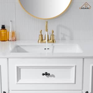 4 in. Centerset Double Handle 2 holes Bathroom Sink Faucet Lavatory Faucet with Stainless steel Drain in Brushed Gold