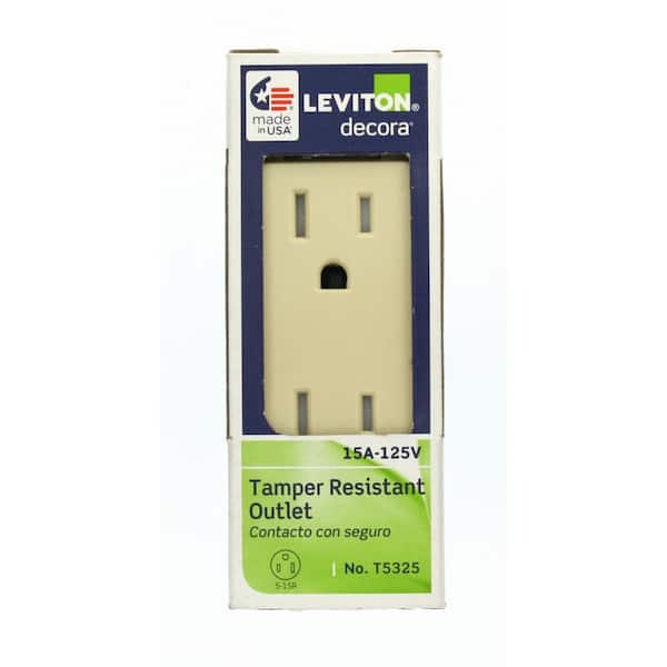 Decora 15 Amp 125 V Tamper Resistant Duplex Outlet/Receptacle, Ivory (1-Pack) T5325-DI