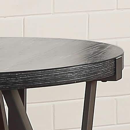 Portland 24-Inch Gray Wood and Metal Round End Table