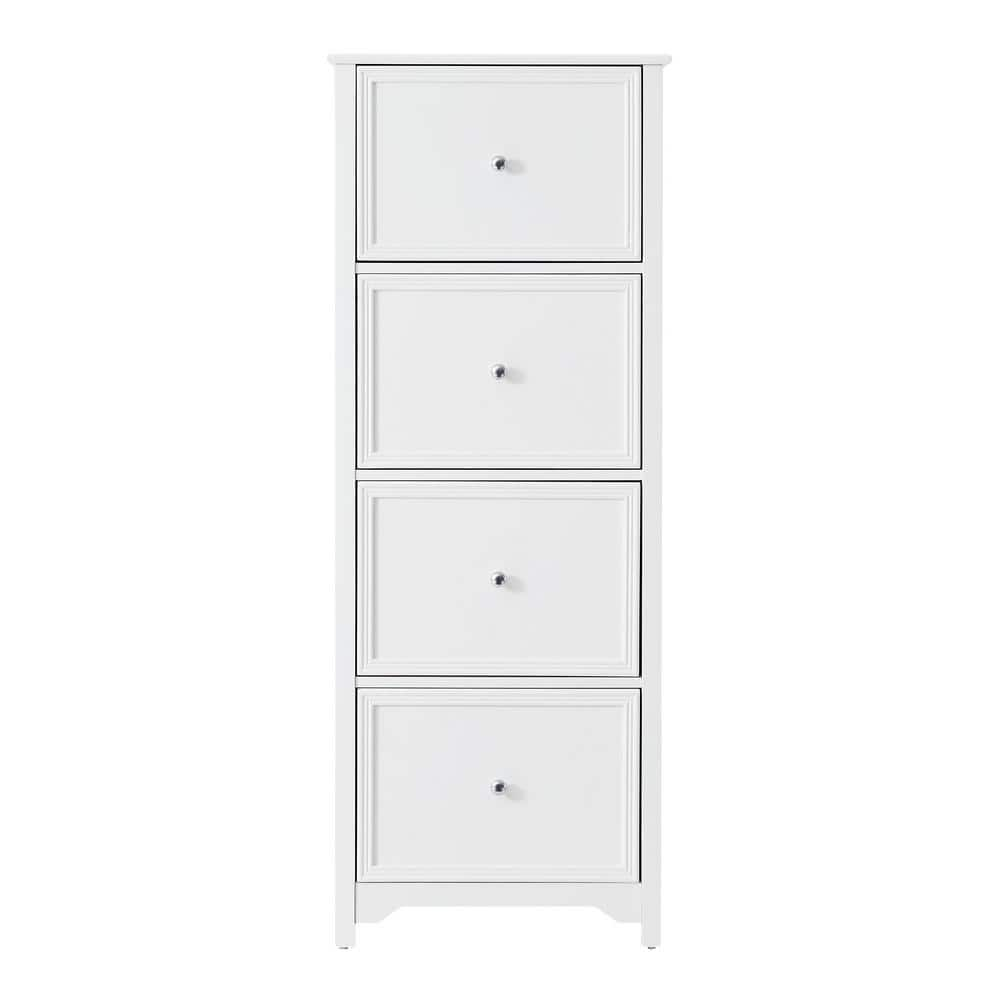 white wooden 4 drawer filing cabinet