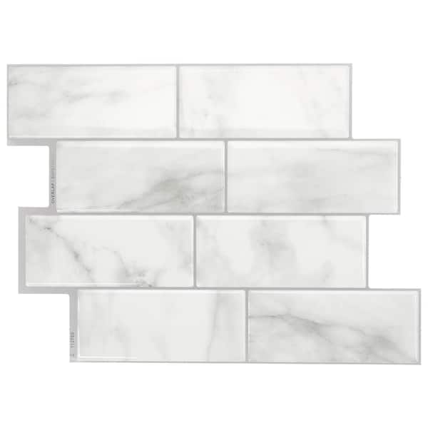 Smart Tiles Metro Grigio Gray 10-in x 11-in Glossy Resin Brick Subway Peel  and Stick Wall Tile (2.21-sq. ft/ Carton) in the Tile department at