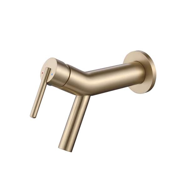 Tomfaucet Single-Handle Wall Mounted Bathroom Faucet in Brushed Gold