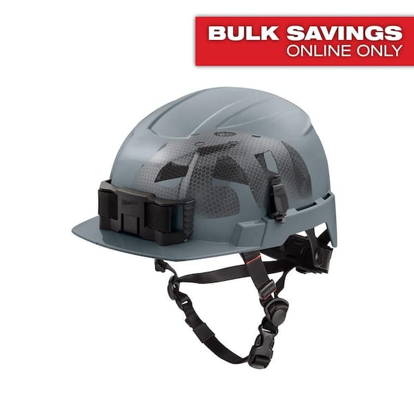 Milwaukee BOLT Gray Type 2 Class E Front Brim Non-Vented Safety Helmet with IMPACT-ARMOR Liner