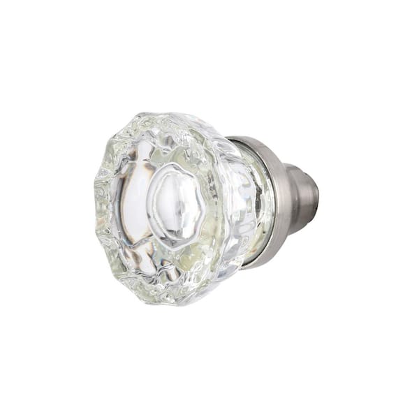Satin Nickel Glass Knob Set with Spindle