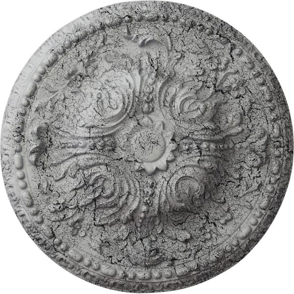 Ekena Millwork 3/4 in. x 19-5/8 in. x 19-5/8 in. Polyurethane Amelia Ceiling Medallion, Ultra Pure White Crackle