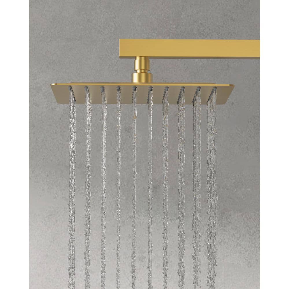 Grandjoy 10" Brushed Gold Rainfall Shower Head System with Handheld Spray