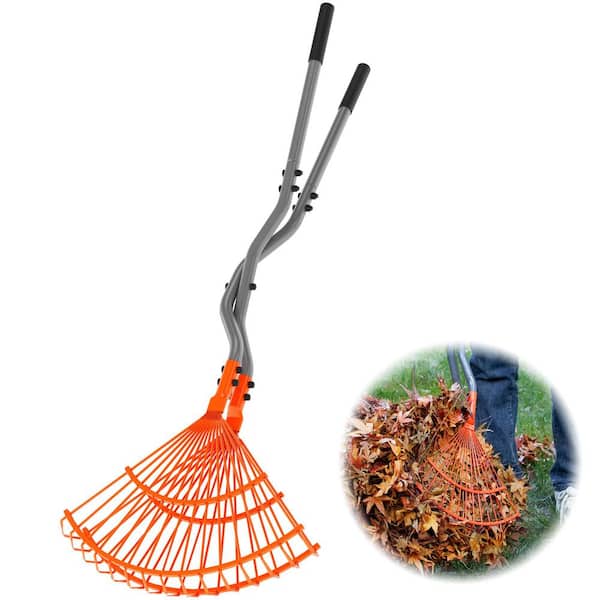 36.6 in. Leaf Grabber Rake with Long Handle and Cushioned Grip for Leaves, Twigs, Yard Waste