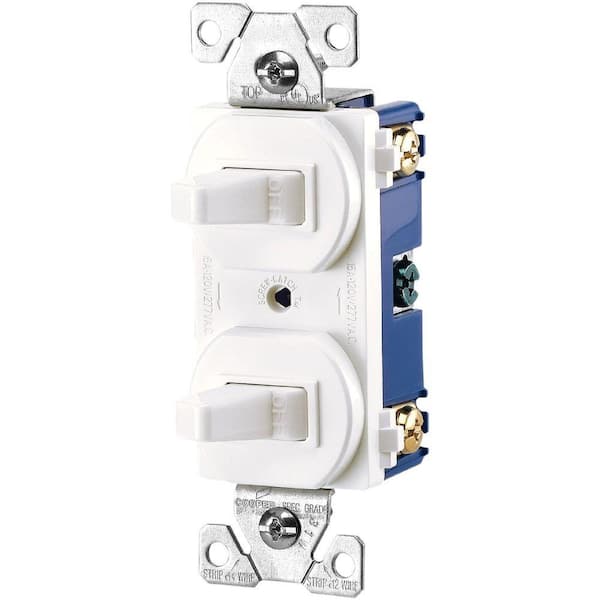 Eaton Commercial Grade 15 Amp Combination Single-Pole Toggle Switch and 3-Way Switch, White
