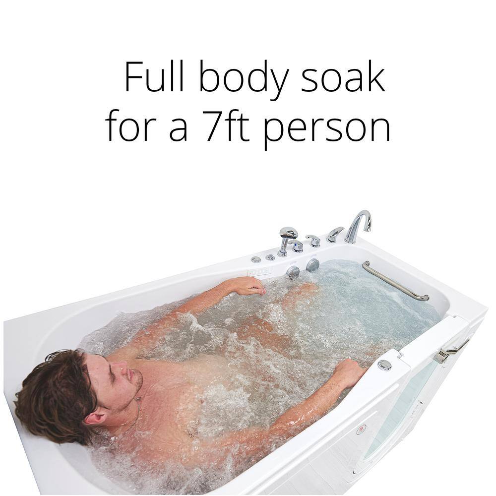 72'' x 36'' White Acrylic Walk-In Bathtub with Hydro Massage