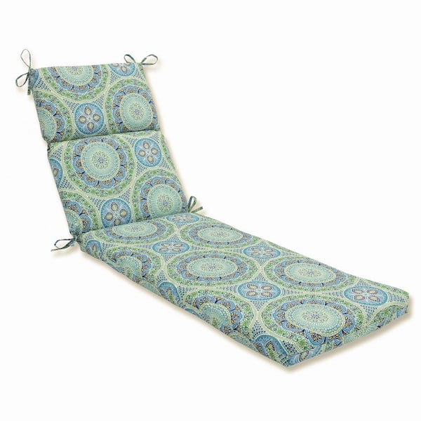 Pillow Perfect 21 x 28.5 Outdoor Chaise Lounge Cushion in Blue/Green Delancey