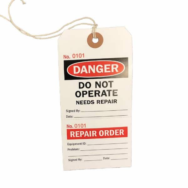 Safe Handler White/Red/Black, Lock Out Tags with Ties, Danger Do Not Operate Needs Repair Sign - (Pack of 100)