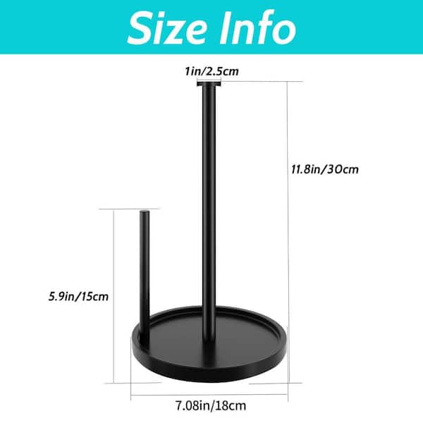 Stainless Steel Paper Towel Holder with Paper Roll Holder and Anti Slip Weighted Base for Kitchen, Black (1-Pack)