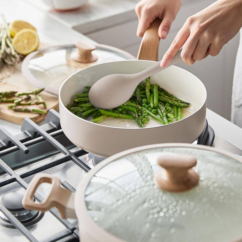 Taupe Aluminum 10-Piece Nonstick Ceramic Cookware Set