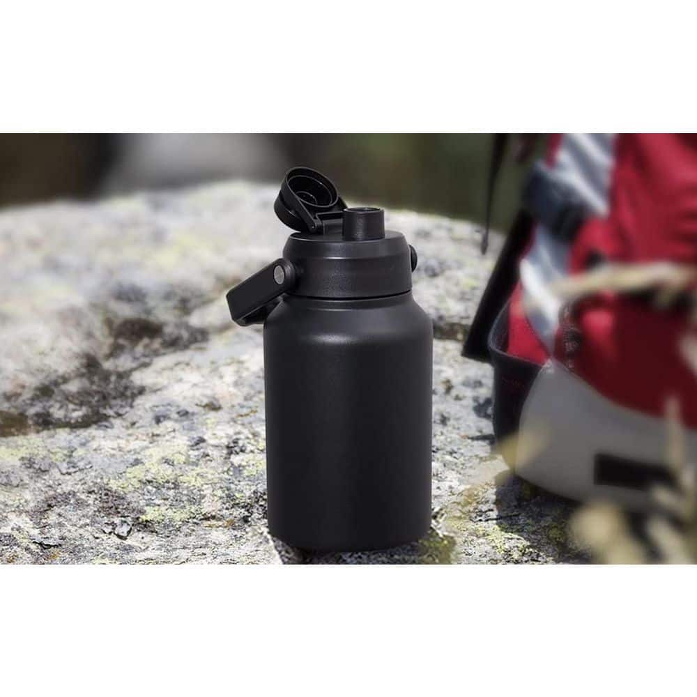 Anqtovp 64 oz. Black Stainless Steel Double Wall Insulated Water