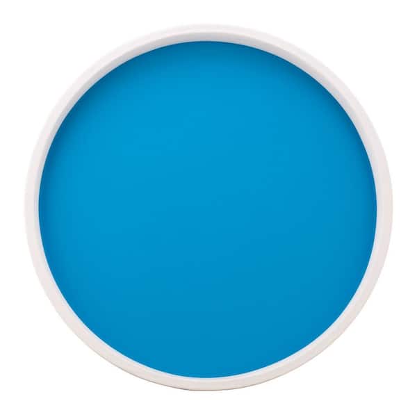 Kraftware RAINBOW 14 in. W x 1.3 in. H x 14 in. D Round Process Blue Leatherette Serving Tray