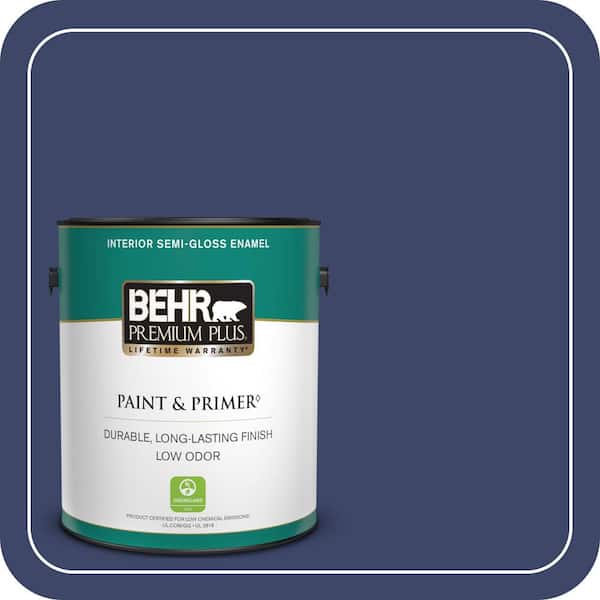 BEHR PREMIUM PLUS 1 gal. #S-H-620 Midnight Sky Semi-Gloss Enamel Low Odor Interior Paint & Primer