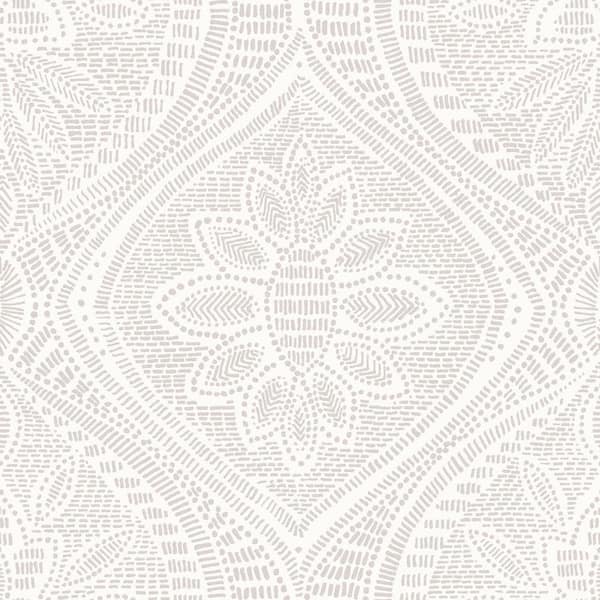 A-Street Prints Scout Floral Ogee Purple Textured Paper Wallpaper Sample