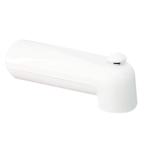 7 in. Reach Wall Mount Tub Spout with Diverter for Copper Pipe in White