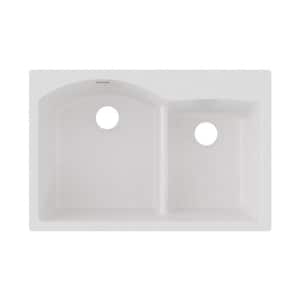 Quartz Classic  33in. Drop-in 2 Bowl  White Granite/Quartz Composite Sink Only and No Accessories