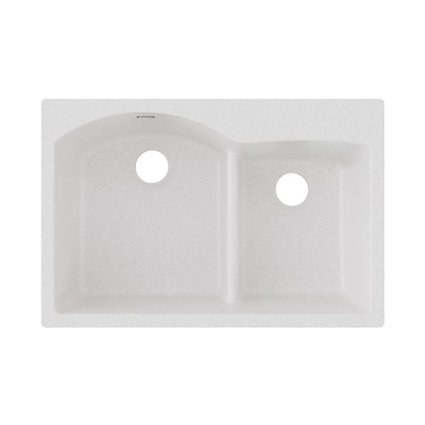 Elkay Quartz Classic  33in. Drop-in 2 Bowl  White Granite/Quartz Composite Sink Only and No Accessories