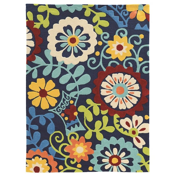 Legion Frond Navy/Blue 8 ft. x 10 ft. Area Rug