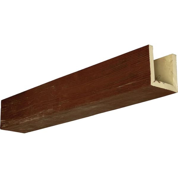 Ekena Millwork 8 in. x 12 in. x 16 ft. 3-Sided (U-Beam) Sandblasted Natural Pecan Faux Wood Ceiling Beam