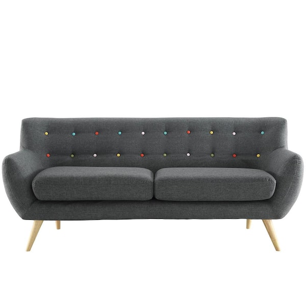 MODWAY Remark 74 in. Gray Polyester 3-Seater Tuxedo Sofa with Square Arms