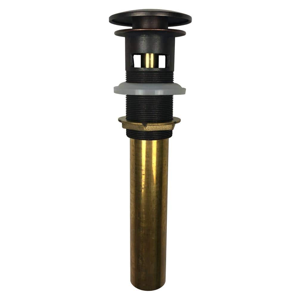Aged Copper and Brass Pop-Up Sink Drain with Overflow