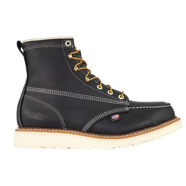 Thorogood 6'' Moc Toe Wedge 814-6201 Black Mens Leather Lace-up Work Ankle Boots 