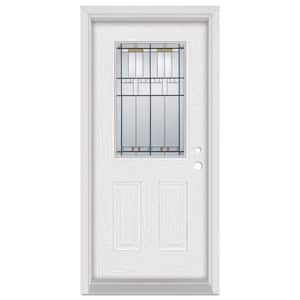 32 in. x 80 in. Architectural Left-Hand Patina Finished Fiberglass Oak Woodgrain Prehung Front Door
