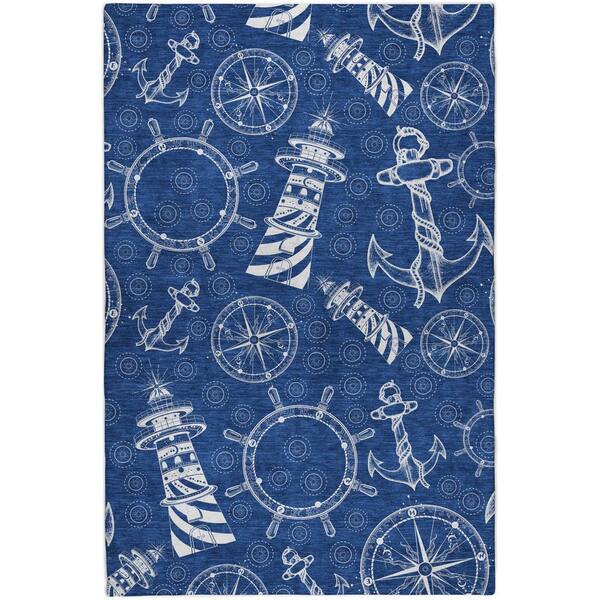 Dream Shag Premium Machine Washable Abstract ADS154 Navy 9 ft. x 12 ft. Area Rug