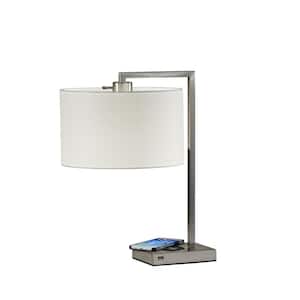 Austin 21 in. Brushed Steel Table Lamp with Qi Wireless Charging