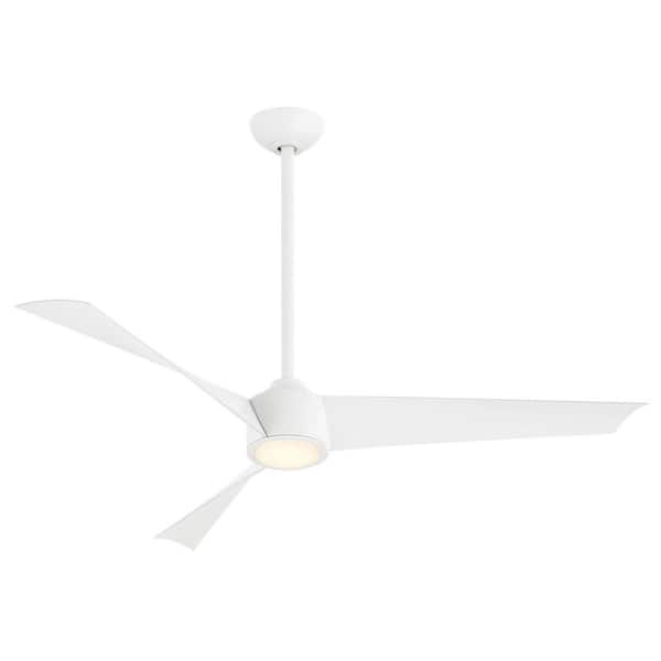 Pike 56 in. Indoor Flat White Low Profile Ceiling Fan with Integrated LED and Remote Control Included