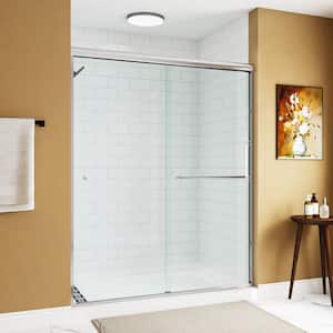 55 in. - 59 in. W x 72 in. H Double Sliding Semi-Frameless Shower Door in Chrome with Clear Glass