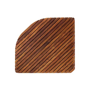 Oiled Brown Teak Indoor and Outdoor Shower and Spa Mat with Rounded Edge 30 in. x 30 in.