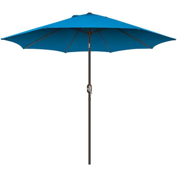 9 ft. Market Push Button Tilt Patio Umbrella in Teal