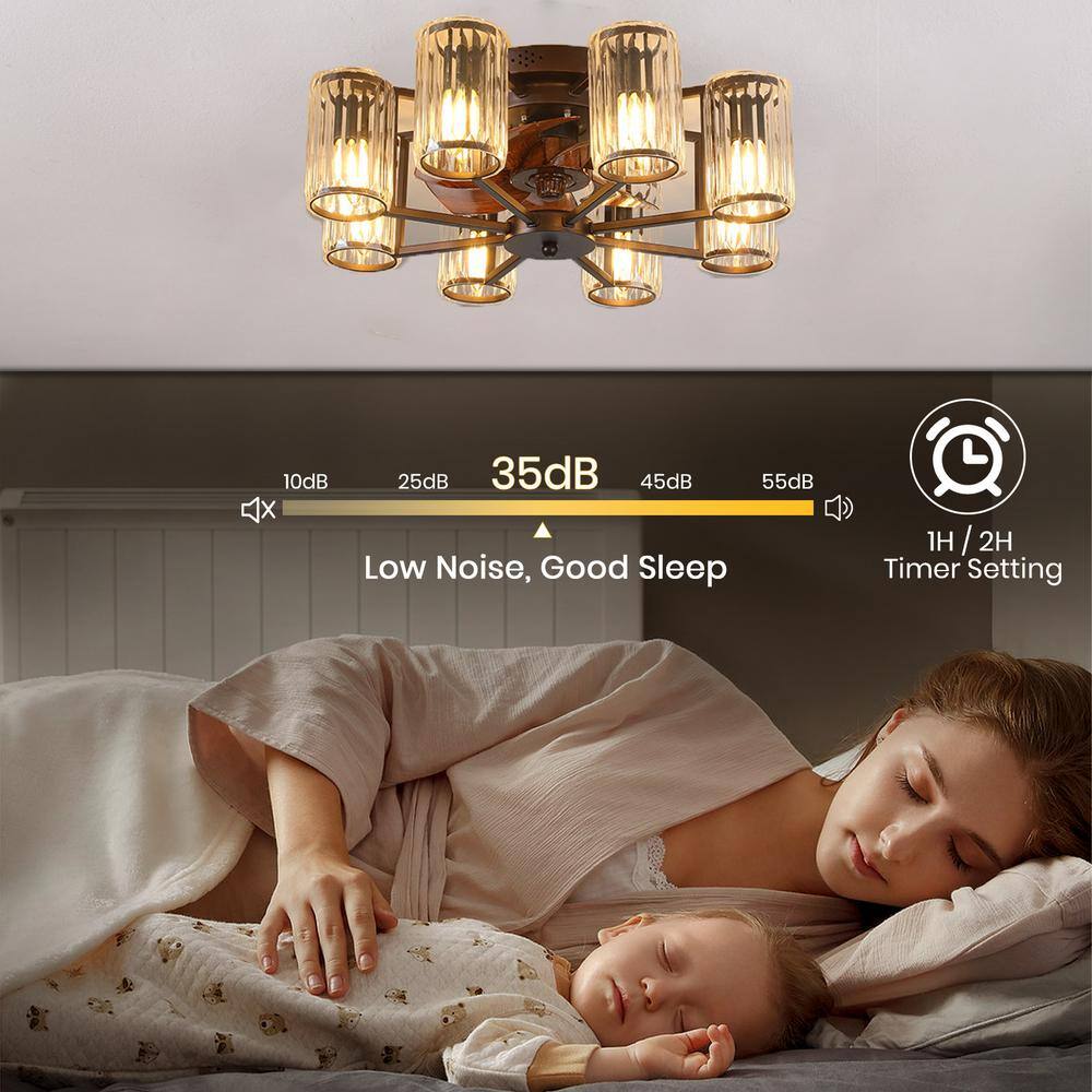 22'' Bronze Low Profile Ceiling Fan with Glass Shades