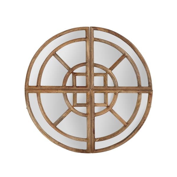 Noble House 30.5 in. H x 30.5 in. W Rustic Medium Round Natural Brown Classic Mirror