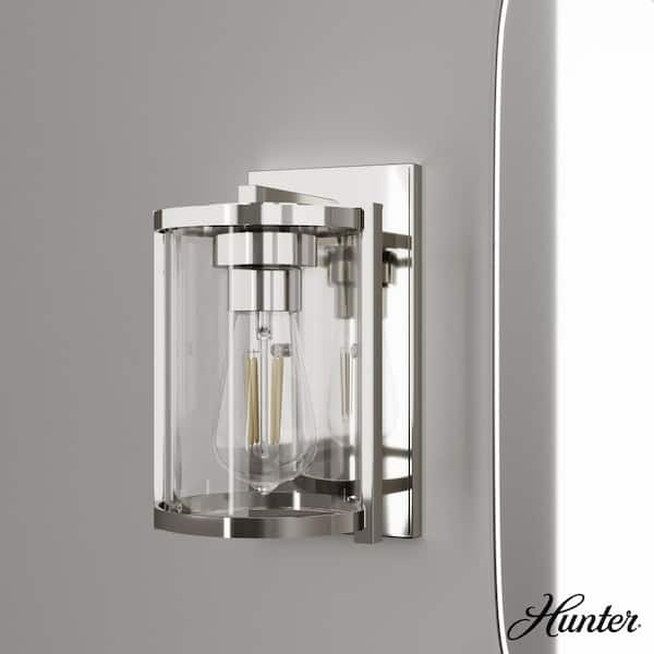 Hunter Astwood 1 Light Polished Nickel Wall Sconce Bathroom Light