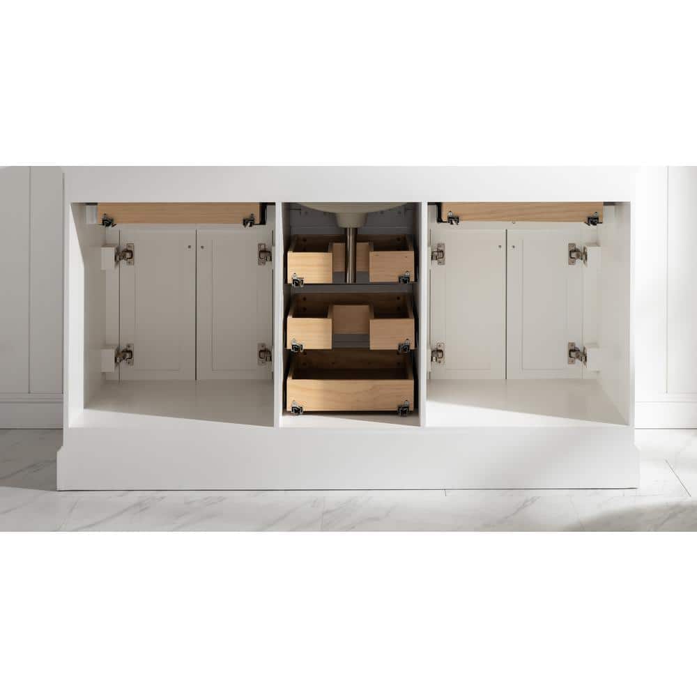 Milano 60" White Birch Single Vanity with Marble Top