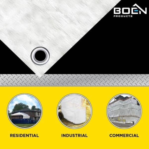 15' x 20' White Fire Retardant Construction Tarp
