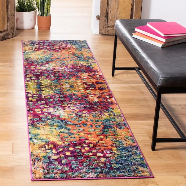 Monaco Pink/Multi 2 ft. x 6 ft. Geometric Runner Rug