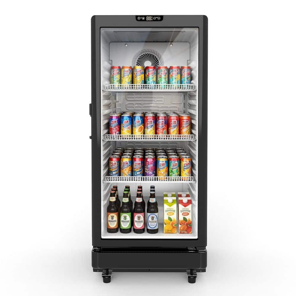 6 Cu. Ft. Commercial Beverage Refrigerators Upright Beverage Display Cooler in Black with Glass Door