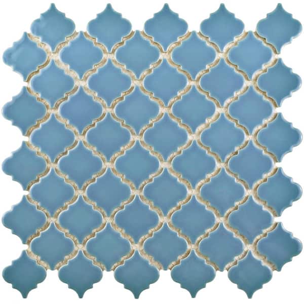 Merola Tile Hudson Tangier Light Blue 12-3/8 in. x 12-1/2 in. Porcelain Mosaic Tile (11.0 sq. ft./Case)