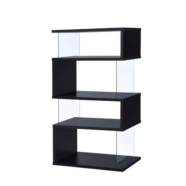 Coaster 63 in. Black Wood 4-shelf Etagere Bookcase with Open Back