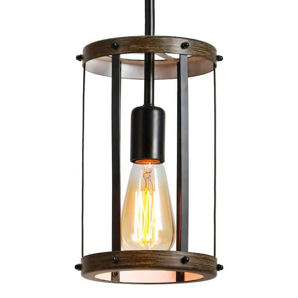 Yolo 7 in. 1-Light Vintage Black Pendant Light with and Adjustable Height