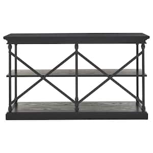 60 in. Black Standard Rectangle Wood Console Table with Storage