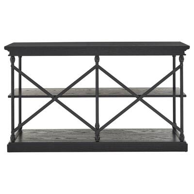 60 in. Black Standard Rectangle Wood Console Table with Storage
