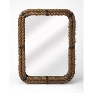 18.5 in. W x 24.5 in. H Light Brown Rope Framed Accent Mirror