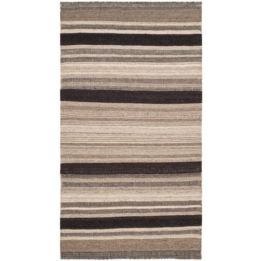 Handwoven Black Wool Dhurrie Area Rug, 3' x 5'
